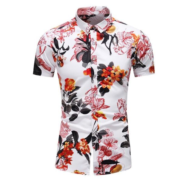 

men's casual shirts collar buttons print hawaiian short sleeve shirt summer holiday vacation fashion plus size l-7xl pink z0309, White;black