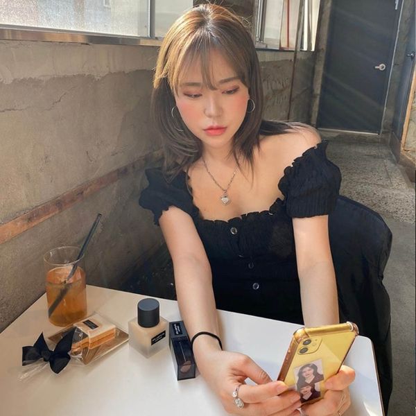 

bm элегантных талии французского однобортного a- линия платье, Black