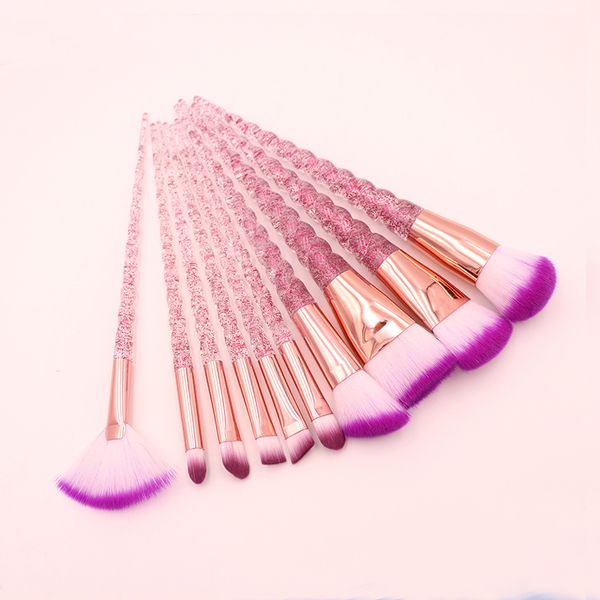 

10pcs purple makeup brushes set powder blush foundation eyeshadow brush crystal diamond make up brush kits maquiagem