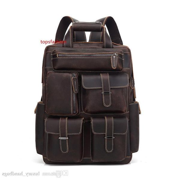 

leather cowhide backpack more pocket purse designer handbags portable genuine leather travel bags