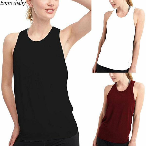 

2019 Ladies Sleeveless O-Neck Loose Solid Camis Women Summer Tank Tops Casual Vest Top