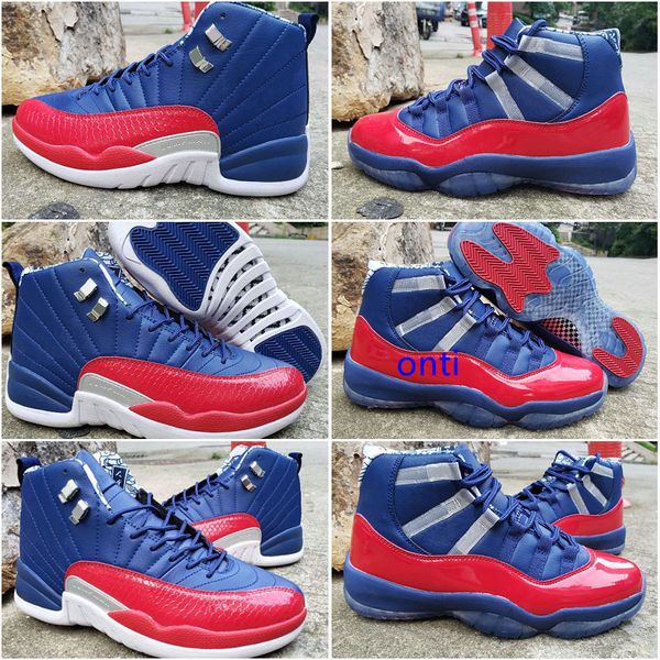 

новый jumpman 11 12 мужская баскетбол обувь navy blue gym red кроссовки спортивные кроссовки 11s 12s дизайнер спортивные кроссовки размер us, Black