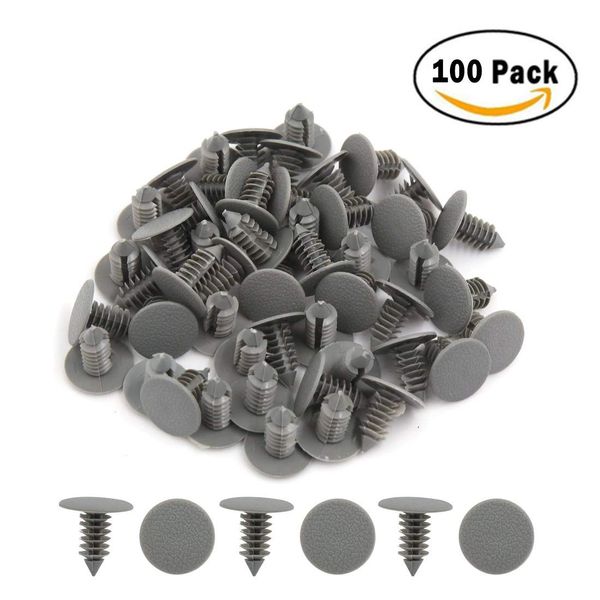 

bumper fender clips plastic fastener rivet clips push type retainer for car fender bumper body nylon gray push pins clips 9mm hole 100 pcs