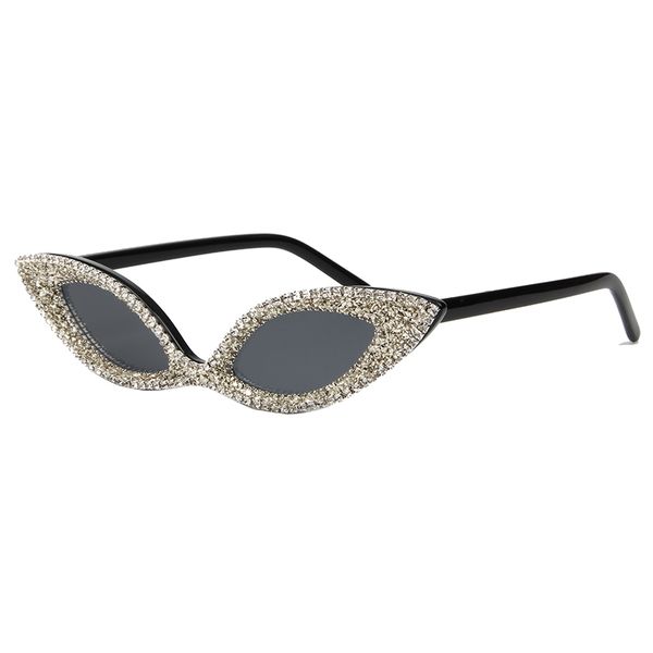 

2019 sunglasses women cat eye sunglasses crystal luxury rhinestone cute small glasses for ladies vintage shades uv400, White;black