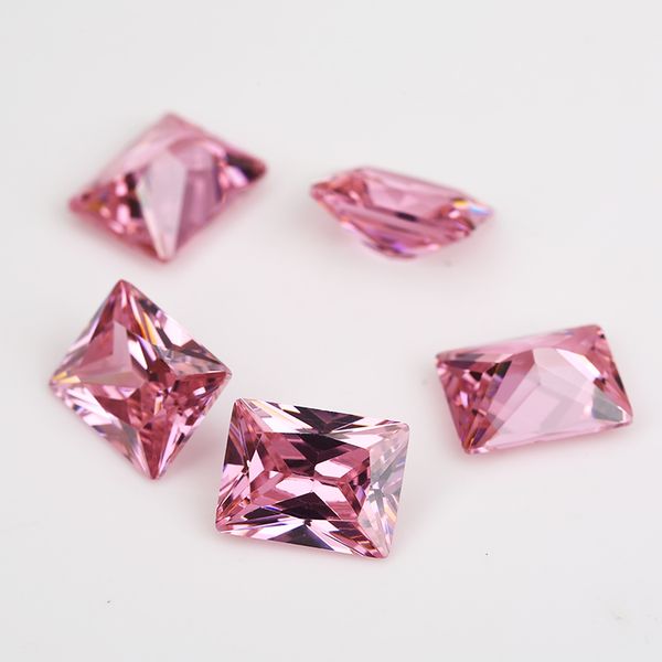 

2x3~13x18mm 5a grade pink color rectangle shape cubic zirconia stone princess cut loose cz stone synthetic gems, Black