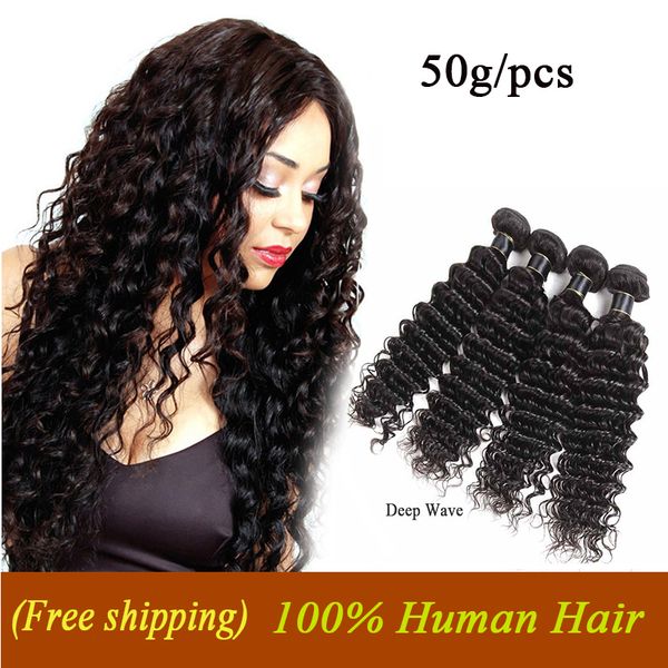 Cheap Brazilian Indian Deep Wave Human Hair Weave Bundles 100