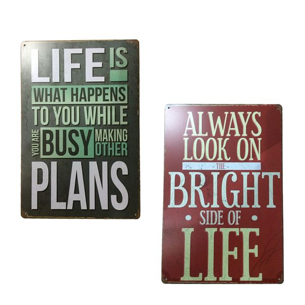 

2 pieces life is what happens to you retro vintage decor metal tin sign 12 x 8 inches