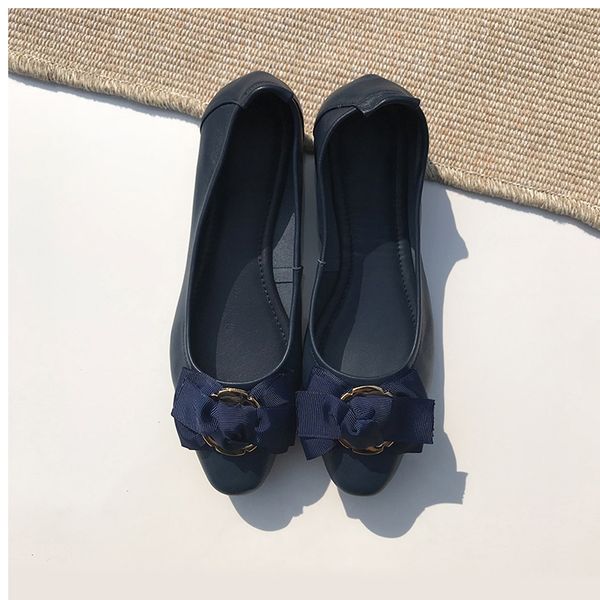 

european and american fashion genuine leather soft bottom ballet flat heels pregnant woman shoes women shoes, Black