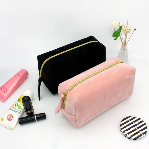 

fashion plush cosmetic bag portable travel makeup case wash beauty organizer toiletry simple high capacity women make up box