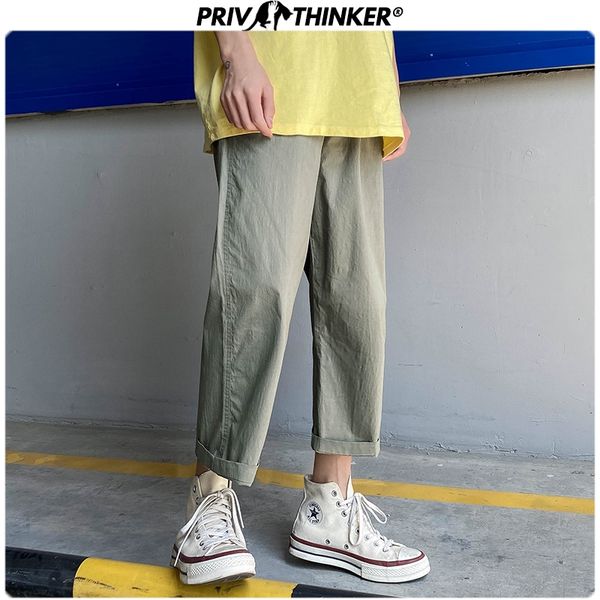 

мужчины stright solid 2020 щиколоток штаны мужчин вскользь joggers мужской корейский одежда шаровары мода лето, Black