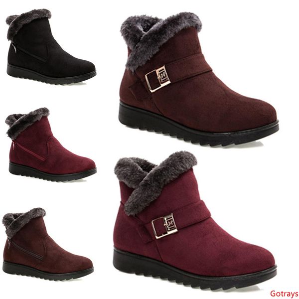 

2020 non-brand winter women snow boots triple black wine red brown suede ankle boots mother shoes keep warm 36-40 style 38