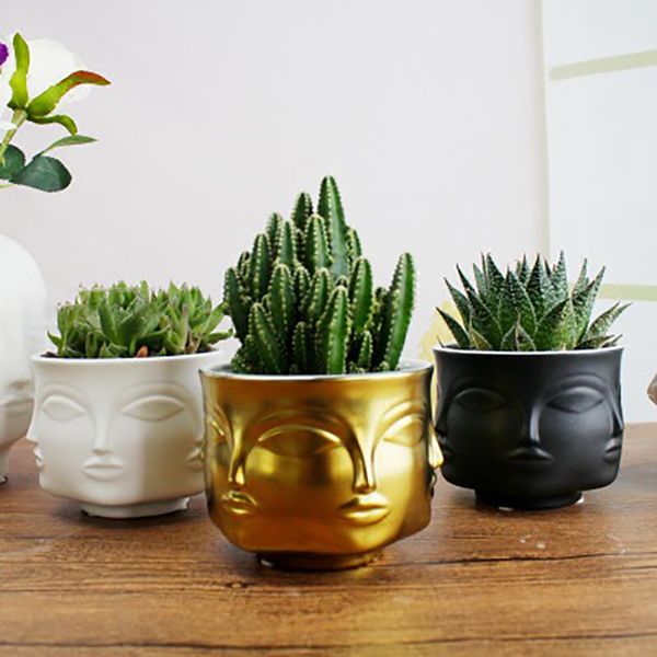 

faceted face ceramic vase porcelain ornament flower pot decoration planter nordic home garden flower arrangement decor