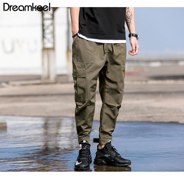 

2019 men multi-pocket harem hip pop pants trousers streetwear sweatpants hombre male casual fashion cargo pants men y, Black