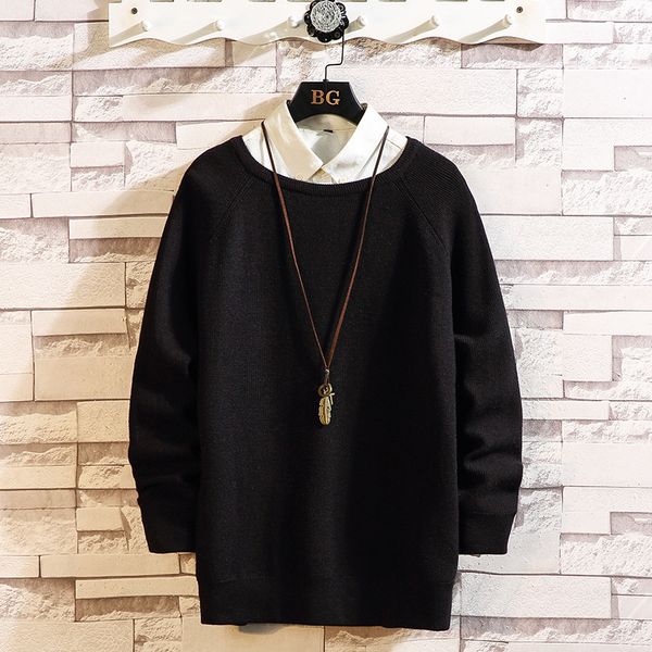 

black christmas knitted long sleeves men's sweaters winter clothes 2020 japanese style casual designer oversize pullovers, White;black