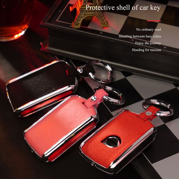 

genuine leather galvanized alloy car key case cover for xc40 xc60 s90 xc90 v90 2017 2018 2019