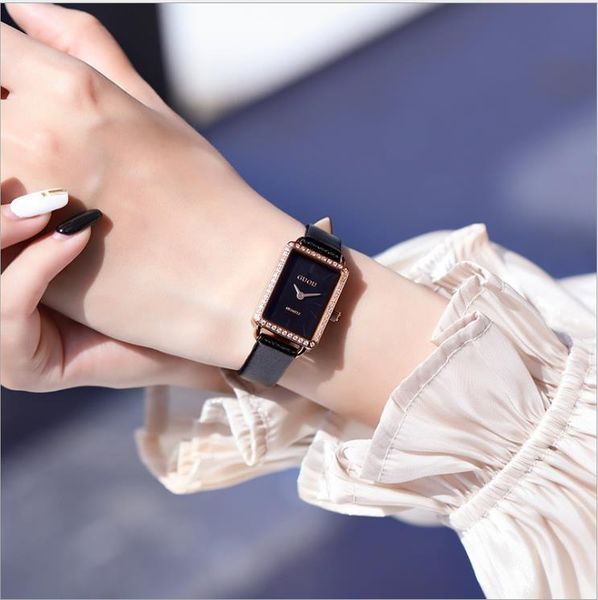 

luxury women watch temperament simple rhinestone belt ladies watch retro small square plate european american waterproof watch air sneakers, Slivery;brown
