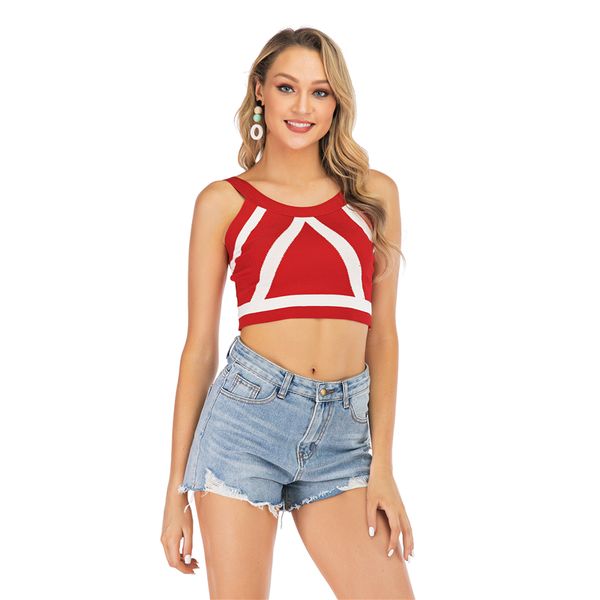 

2019 women's sports summer basic solid sleeveless stretch crop print casual crop tank shirts 3colors, White
