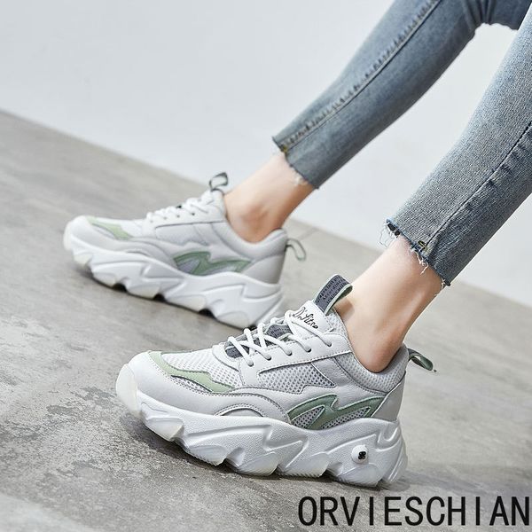 

2020 designer women's shoes spring leather net red ins dad fashion female students casual all-around sports single shoes summer, Black