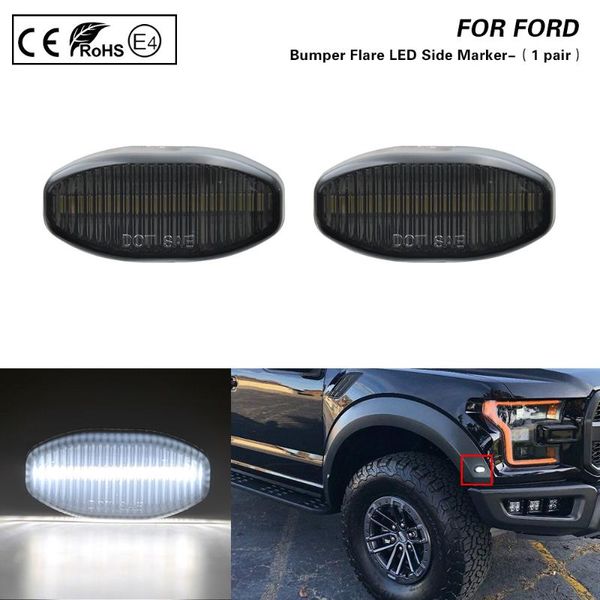 

для f150 svt raptor 2010-2014 дымовая линза белый свет передний бампер вспышка led боковой габаритный фонарь лампа 2x
