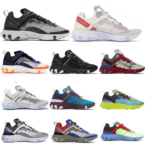 

с 2019 react element 87 кроссовок для мужчин, женщин белого черного neptune green синих мужского тренера дизайнер дышащих спортивных кроссов