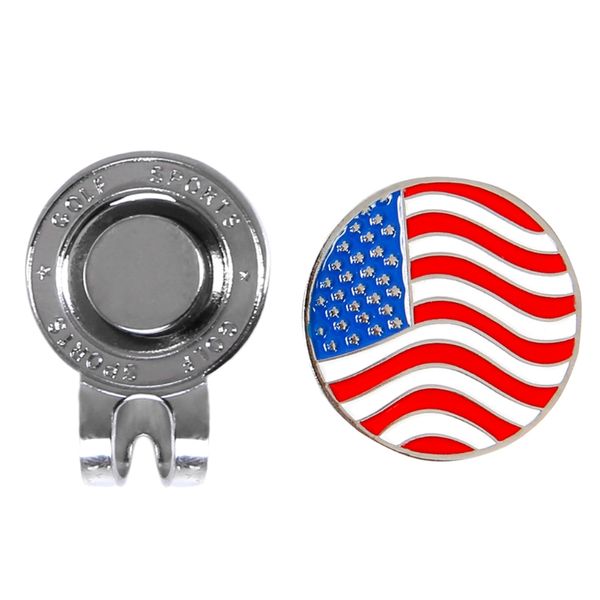 

golf cap clips personalized american flag golf ball marker w/ magnetic hat cap clip accessories supplies, Black;white