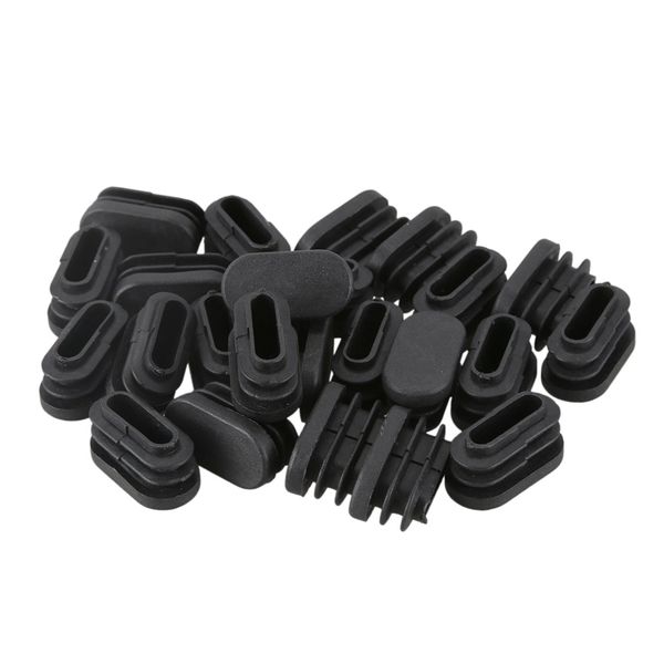 

15mm x 30mm plastic oval shaped end cap tube insert black 24 pcs
