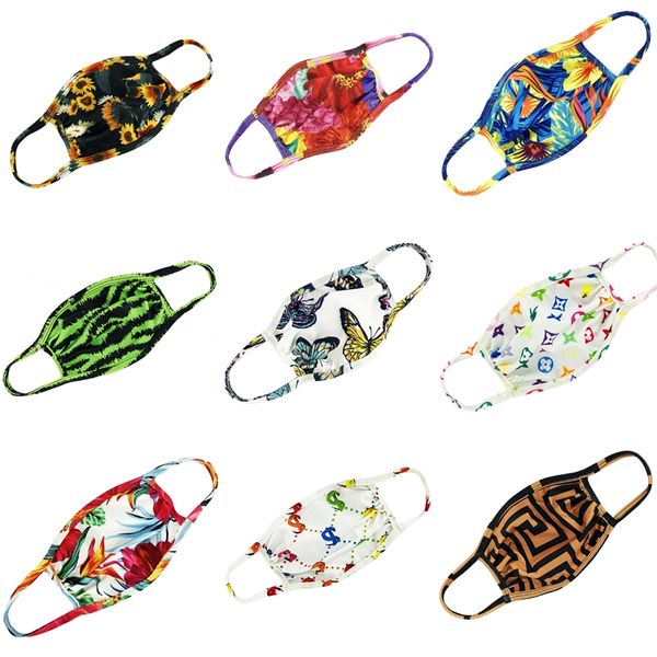 

in stock anti dust face mouth er pm2.5 designer printed mask dustproof washable reusable ice silk designer printed masks #590, Black