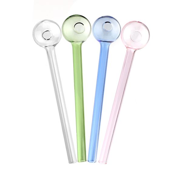 Großhandel 6 Zoll rosa Ölbrenner Glasrohrglasölbrenner Rohr Wasser Bongs 4 Farben Glasöl Brenner Rohr Tabak Raucherzubehör