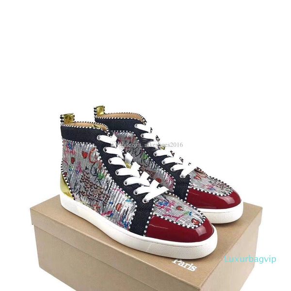 

perfect designer stylish graffiti high-red bottom sneakers shoes for men,women skateboarding luxury party wedding shoes eu:35-47, Black