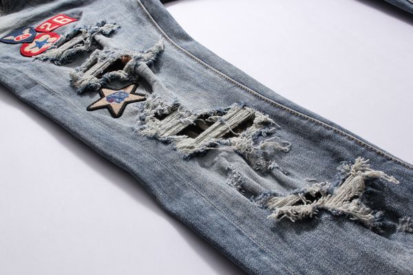 

denim male fading fashion popular out worn slim fit bleach nice pants quality jeans men street gbuxw, Black