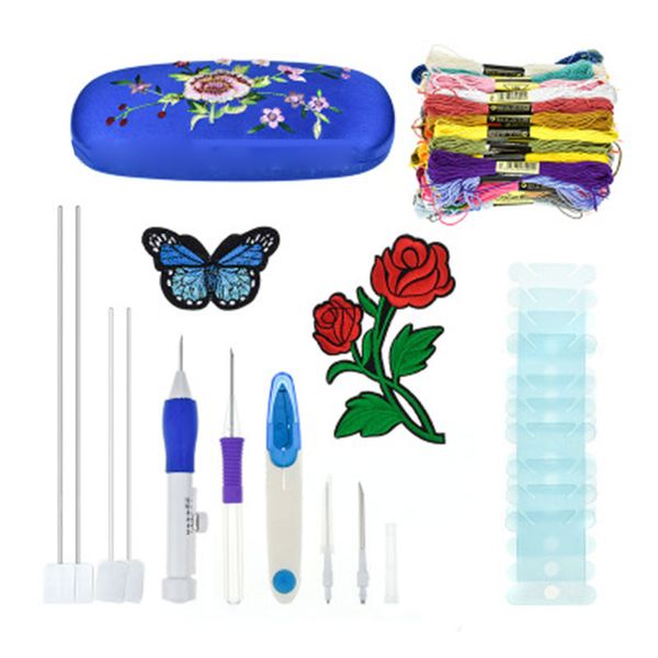 

рукоделие diy вышивка ремесло pen перфорация игла нитка set w / ящик для хранения, Black