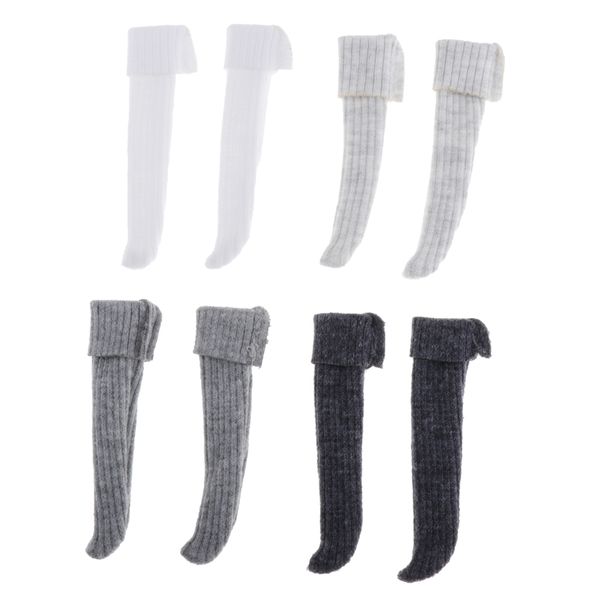 

4 pairs fashion girls socks knitted cotton lace long socks for 1/6 blythe doll dress up outfits accessories