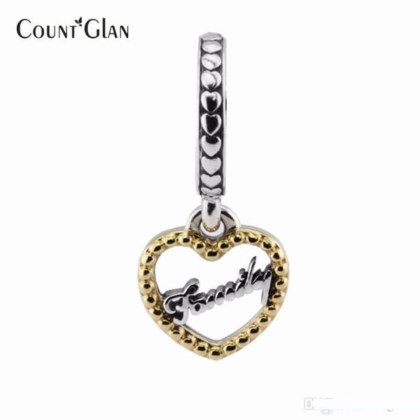 

loving family beads fits pandora charms bracelets gold heart beads for jewelry making original 925 sterling silver jewelry, Bronze;silver