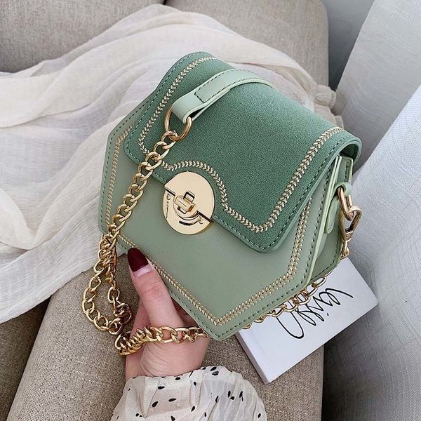 

hexagonal scrub leather crossbody bags for women 2019 shoulder messenger bag female small chain phone purses and handbags