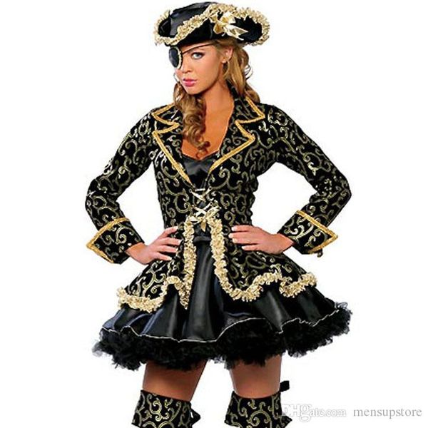 

pirate cosplay costume suits cos stage clothing halloween women suit, Black;red