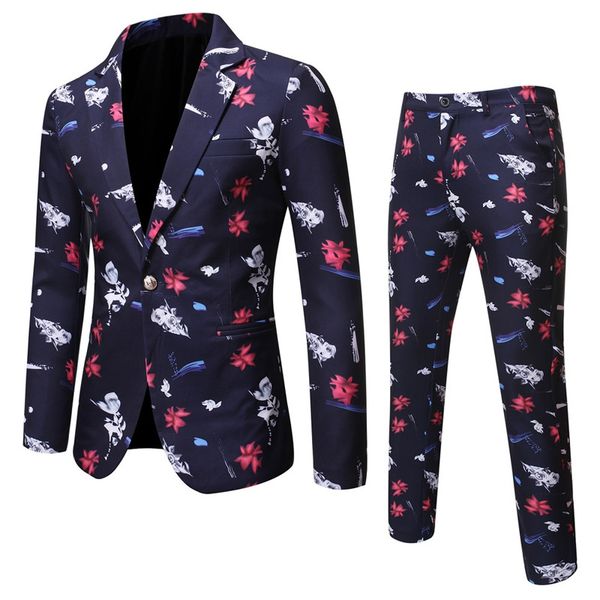 

men's suit 2020 fall new leisure men's european and american letter printing slim fit banquet suit dress, White;black