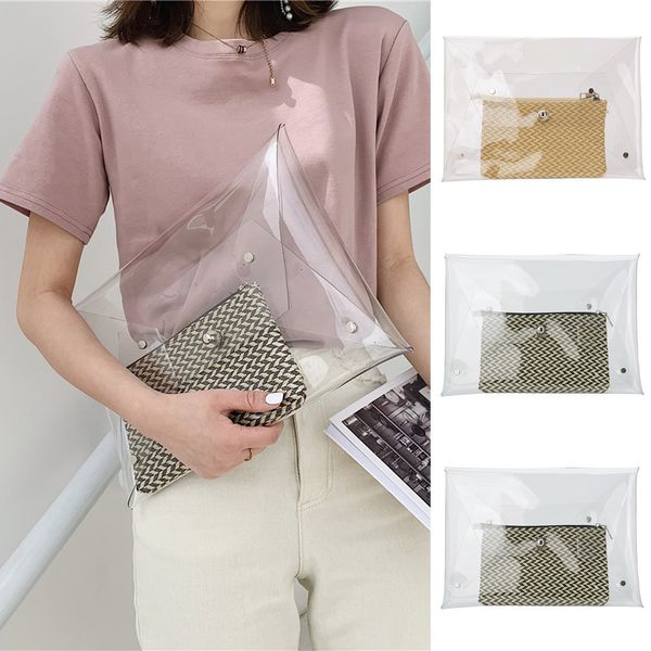 

2pcs transparent pvc fashion women's transparent envelope bag clutch bag small 4.755