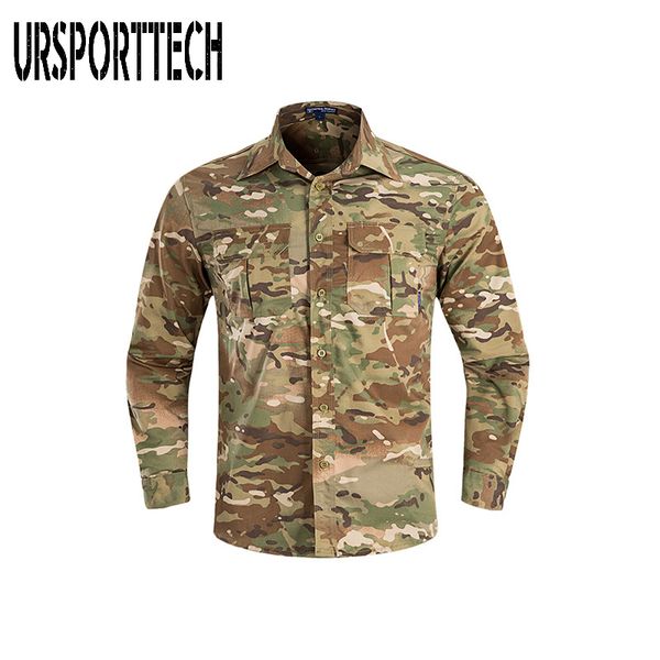 

ursporttech men's shirts spring autumn long sleeve camouflage cargo shirts casual dress men army tactical, White;black
