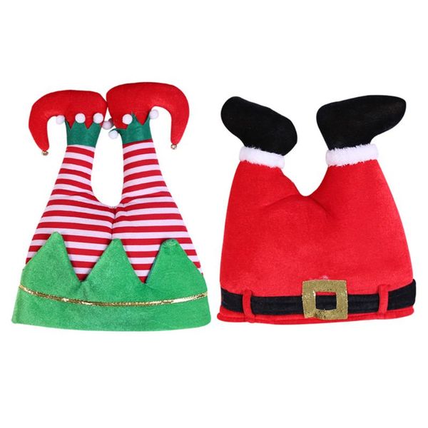 

novelty funny 3d christmas santa pants hat elf upside legs cap xmas costume prop