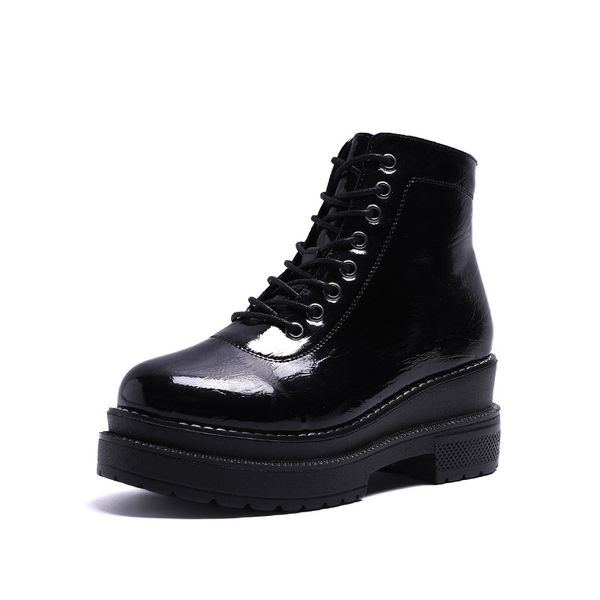 

new motorcycle boots for sheepskin leather winter boots waterproof women snow women fashion motorcycle shoes new, Black