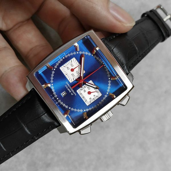 

new classic luxury men watch quartz movement calibre 36 rs caliper fashion watches chronograph men's monaco watch a++ quality wristwatc, Slivery;brown