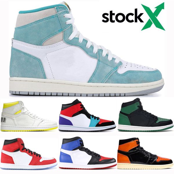 

men basketball shoes jumpman 1 1s og high turbo green bloodline shattered backboars pine green obsidian unc sneakers trainers