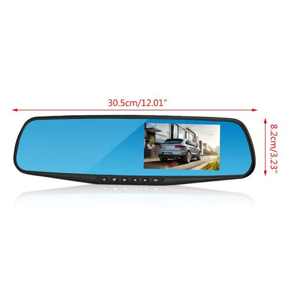 

1set 4,3" даш 1080p hd двойной объектив камеры заднего вида dvr автомобиля зеркала cam recorder