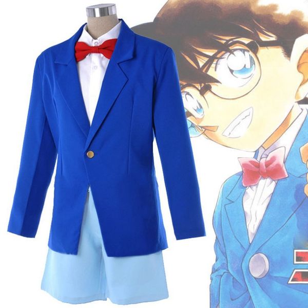 

animation detective conan cos kids blue uniform/adult/children cosplay clothing halloween costume, Black