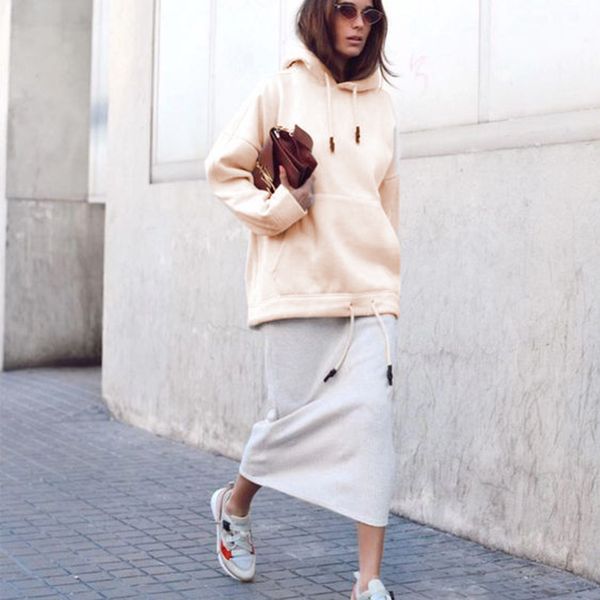 

завышение толстовка толстовка женщины повседневная кенгуру карман с длинным рукавом осень 2019 harajuku толстовка solid color autumn fashion, Black