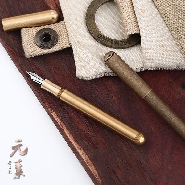 

vintage full metal fountain pen writing gift set traveler pocket ink pen delicate ef/f/small calligraphy bent nib