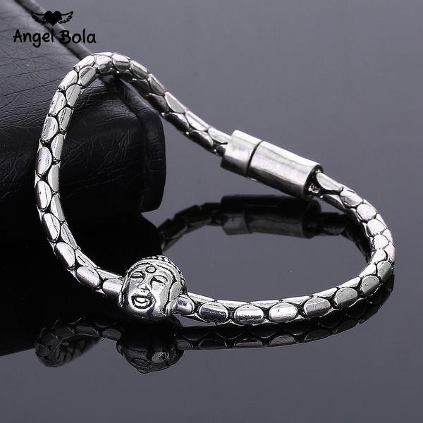 

new buddha bracelet ancient silver bracelet for statement women jewelry party gift with buddha head wholesale order, Black