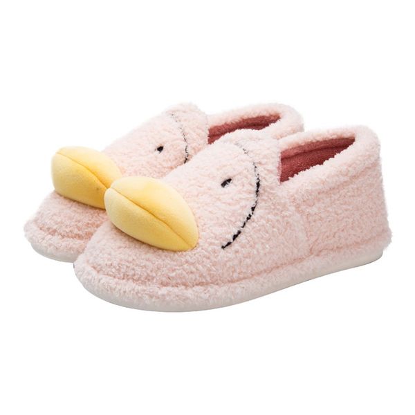 

women plush slipper platform flat warm floor non-slip home cuty big mouth shoe cover heel slipper winter female slippers #thy, Black
