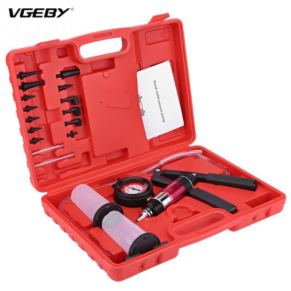 

auto hnad held vacuum pump pressure tester kit brake fluid bleeder test tool set with adapters car accessories