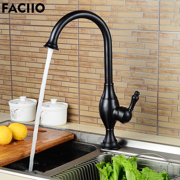 

faciio rotatable water tap black kitchen faucet sink faucets and cold water single hole handle brass mixer taps grifo cocina